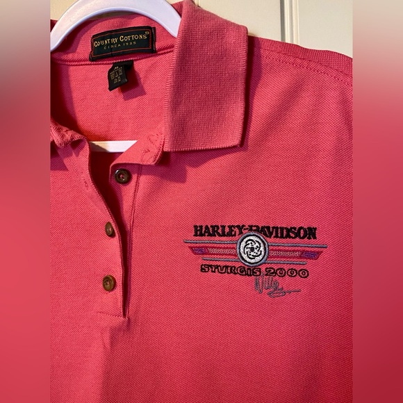 Vintage Pink Harley Davidson Sturgis 2000 Sleeveless Polo Shirt Top - Picture 3 of 6